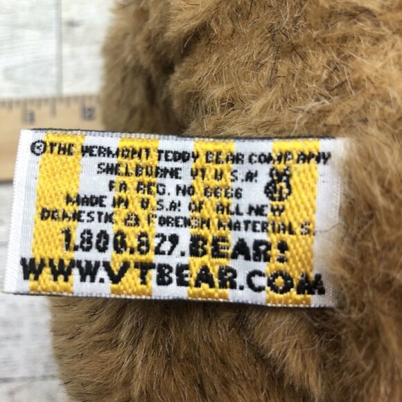 Vermont Teddy Bear Company Brown Bear Plush Jointed Handmade Stuffed Animal - Picture 8 of 8